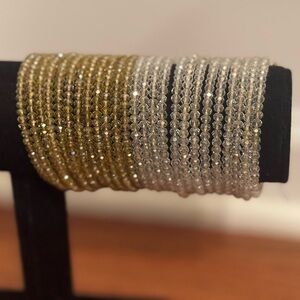 Handmade gold and white beaded wrap around bracelet